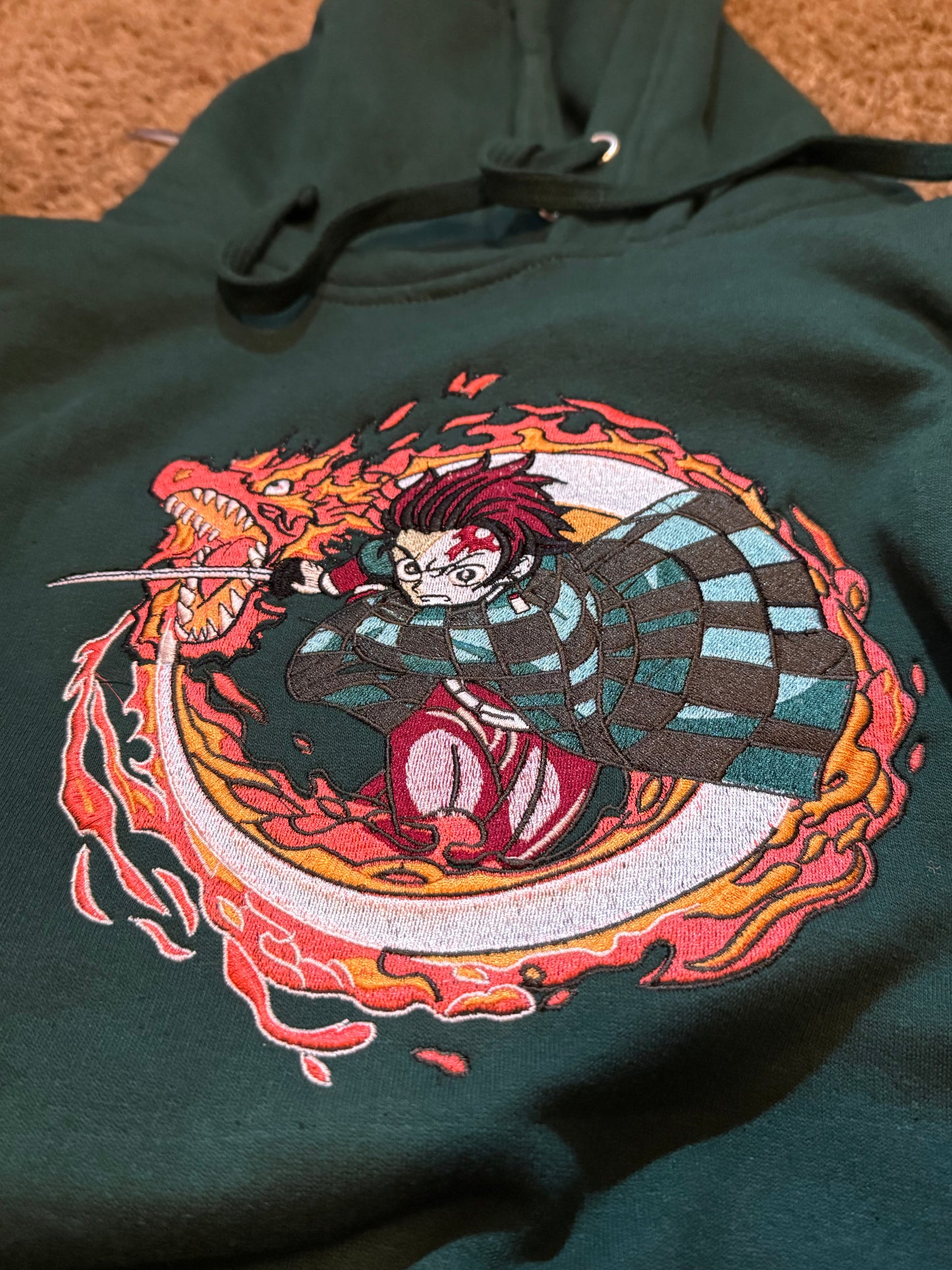 Demon Slayer “Hinokami” Embroidered Hoodie